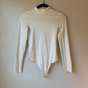 Abercrombie & Fitch Soft A&F Collection Cream Mock Neck Long Sleeve Bodysuit XS